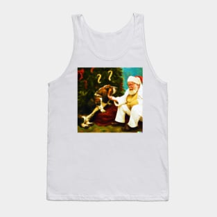 Santa petting basset hound Tank Top